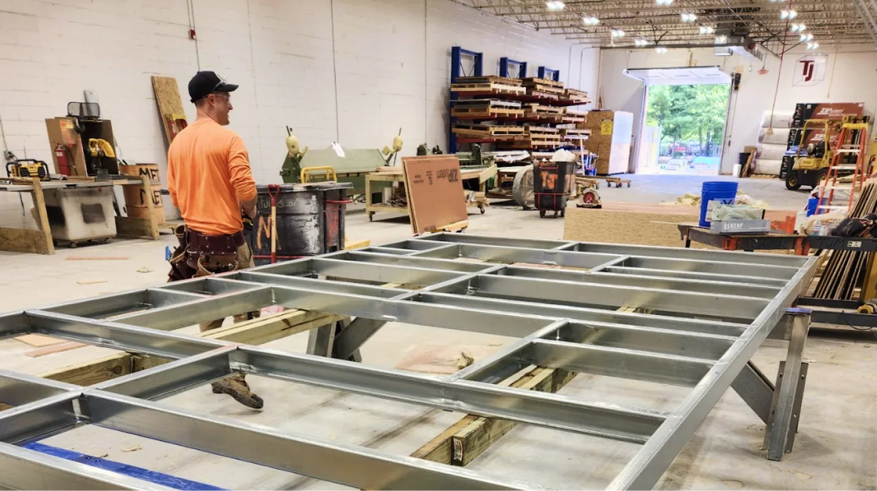A completed panelized wall assembly ready for site installation